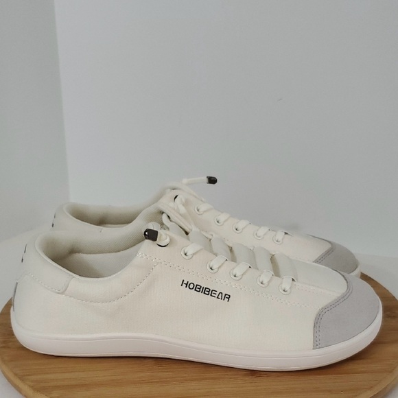 Hobibear Barefoot Minimalist Wide Toe Box Canvas Slip-On Sneakers Cream Unisex - Picture 2 of 8